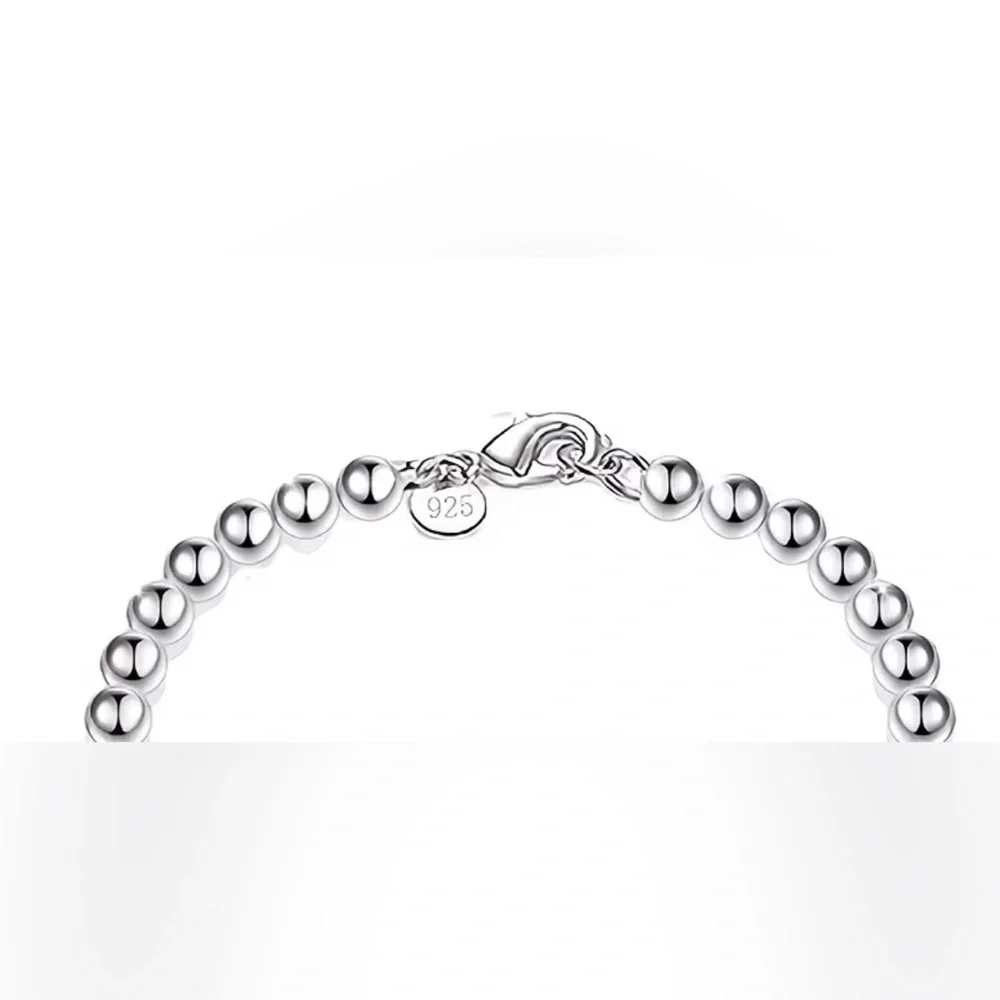 Sterling Silver 925~6MM Beaded Highly Polished~ 8inch Bracelet 🍃🆕🍃